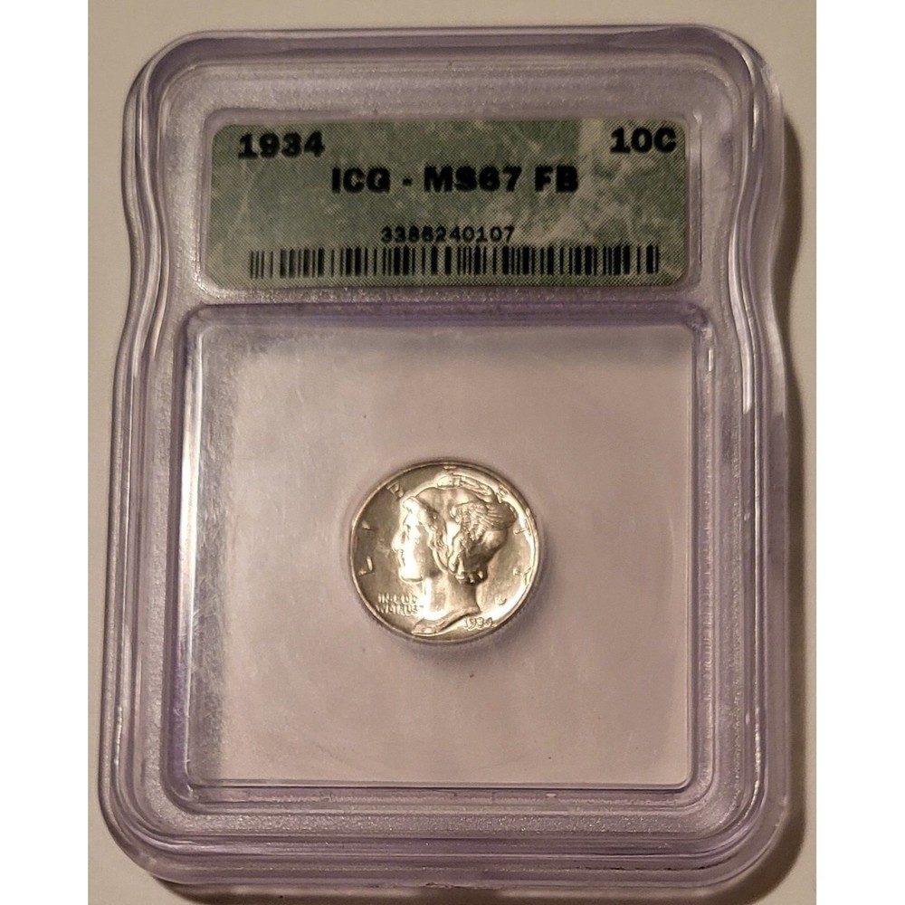 1934 Mercury Dime MS67 FB ICG